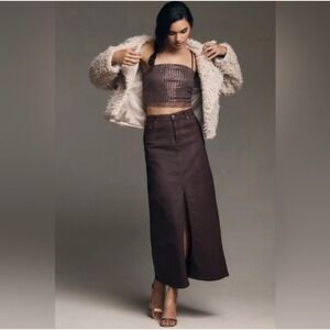 Anthropology Pilcro The Madi Front-Slit Coated‎ Denim Maxi Skirt NWT